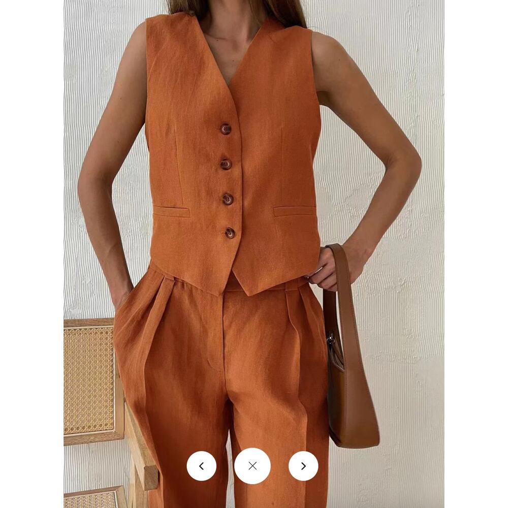 NWT Commense Cotton & Linen Pants Set Sz M - Picture 4 of 4